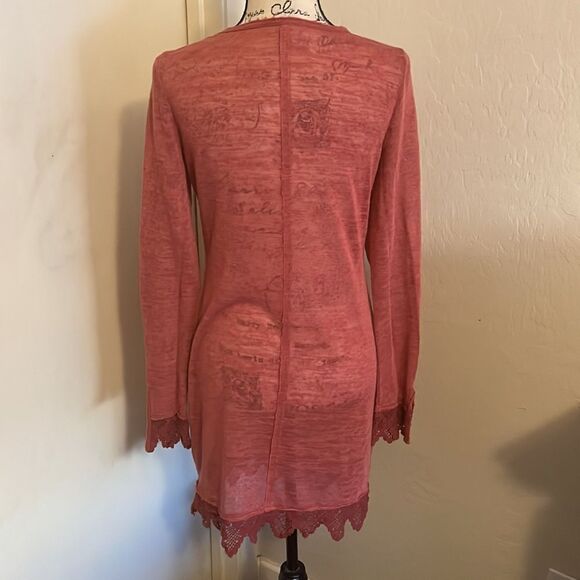 Free People Linen Blend Lace Detailed Lightweight Cardigan Feminine Casual Boho - Picture 3 of 12